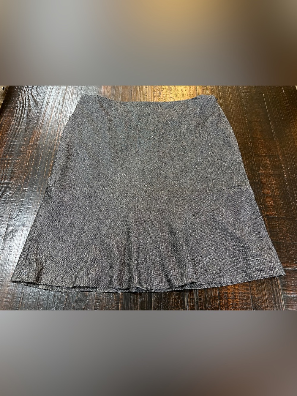 Talbots Wool Silk Blend Gray Tweed Flounce Straight Skirt Size 8 Lined Career